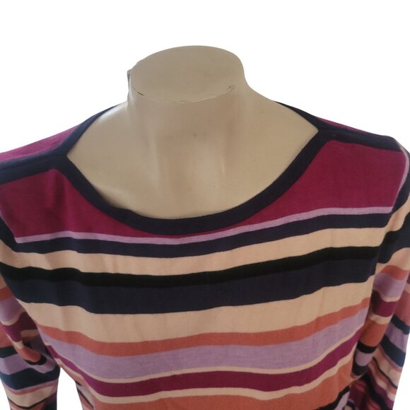 Chicos Womens 2P Multicolor Striped Long-Sleeve‎ Scoop Neck Top - Picture 2 of 7